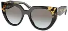 PRADA MONOCHROME PR 14WS Black Blonde Havana/Grey Shaded (389-0A7) Sunglasses