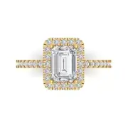1.65ct Emerald Cut Halo Anniversary Engagement Bridal Ring 14k Yellow Gold