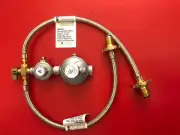 LPG REGULATOR KIT TWIN STAGE 250MJ SUIT CARAVAN AND HOME USE (W/FLEX HANDWHEEL)