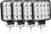 SKYWORLD 4Pcs 3.3 inch 48W Mini Ultr Thin LED Work Light, 12V 24V Square Spot Beam Led Pods Driving Lights Lamp for Car Off road Truck 4x4 SUV ATV 4WD Tractor Boat Excavator, 6000K White