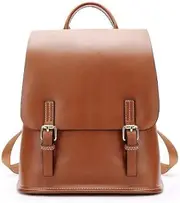 2018 Genuine Leather with Leisure Lraveling and Large Capacity Backpack for Women (Brown)