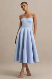 Mally | Powder Blue Sweetheart A-Line Midi Dress