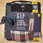 GAP Black & Red Plaid Flannel Sleep Set Women's Size Medium New