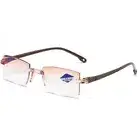 Black+Blue Blue Light Blocking Glasses PC Rimless Eyeglasses Readers