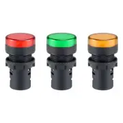 3Pcs AC 220V Indicator Lights, Red+Green+Yellow LED, Flush Panel Mount 7/8" 22mm