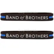 2 BAND OF BROTHERS Thin Blue Line Wristband Bracelet Police Support Band
