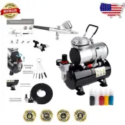 Complete Airbrush Set with Powerful Compressor, Hose, and Paints for Creatives