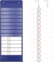 Daily Schedule Pocket Chart School Smart Pocket Chart 13+1 Pockets Scheduling Pocket Chart with Blank Cards Greenery Schedule Charts for Classroom Home Office Activities Decorate (Blue)