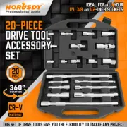 20Pc Socket Extension & Adaptor Set Flexible Joint Reducer Combination Drive Kit