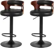 [Artiss] Bar Stools Stool Set of 2 Adjustable Kitchen Swivel Counter Barstools Dining Chair Gas Lift Wooden Back in 61-81cm Seat Height Floor for Home Bar Dining Room Cafe Outdoor Indoor