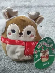 NWT Kellytoy Squishmallow Darla Holiday Reindeer 4.5" Christmas Plush Toy