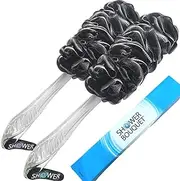 SHOWER BOUQUET Loofah-Charcoal Back-Scrubber 2-Pack // Long-Handle Bath-Sponge Brush/Extra Large Soft Mesh Loofa-Lufa-Loufa for Men & Women - Exfoliate with Full Pure Cleanse in Bathing Accessories