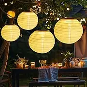 Pack of 4 20 cm Solar Lanterns, Outdoor, Waterproof, Warm White Hanging Garden Lanterns for Yard, Balconies and Party Decoration
