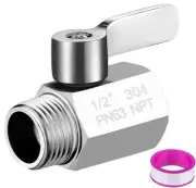 Shower Head Shut Off Valve,304 Stainless Steel 1/2" Mini Ball Valve NPT Threa...