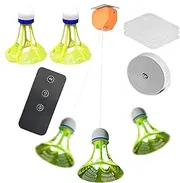 Glowing Badminton Trainer - Exercise Glowing Badminton Rebound Trainer | ABS Badminton Single Trainer Set | 3pcs Battery Powered Badminton Rebound Trainer, Remote Control Trainer Aid for Gym Home