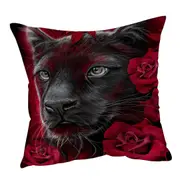 Animal Art Scarlet Rose Panther Cushion Cover