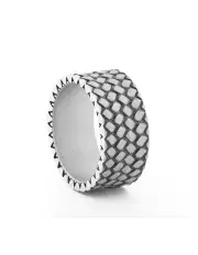 [Cudworth] Stainless Steel Sand Blasted Tyre pattern Ring in Silver