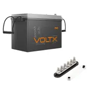 VoltX 12V 200Ah Lithium Battery + Bus Bar M8 Power Distribution Terminal Block (6 GANG 300A Black)