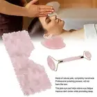 Rose Quartz Eye Pad Face Massage Roller Scraper Board Set Natural Jade Handm GSA
