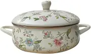 Enamel Cooking Pot Vintage Floral for Cookers Induction Stovetop