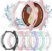 HAANILKYI [6+6 Pack for Samsung Galaxy Watch 7 Screen Protector Case 40mm, Anti-Fog Tempered Glass & Hard PC Bumper Cover Set for Galaxy Watch7 40mm Accessories, Waterproof