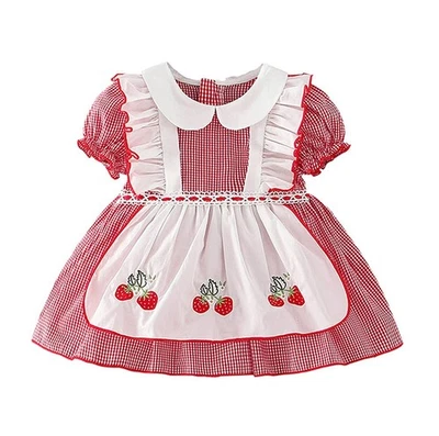 One-piece short-sleeve dress with hair van size 70 80 90 100 strawberry pat 202