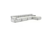 Foret 5 Seater Sofa Modular Arm Ottoman Tufted Velvet Lounge Couch Chaise Beige