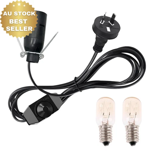 Salt Lamp Power Cord 1.8M with Dimmer & 2 E14 Bulbs – 240V Replacement Cable