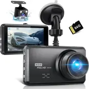 S7 2.5K Dash Cam Front & Rear w/ 1600P+1080P FHD Dual Dash Camera - 64G SD Card