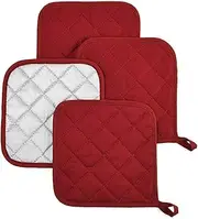 Pot Holders for Kitchen Clearance,Heat Resistant Potholder, Hot Pads, Oven Potholders Bulk, Cloth Pot Holders for Cooking and Baking 4 Pack Red
