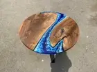 Blue Epoxy Resin Coffee Table Top, Wooden Epoxy Resin Table Top, Home Decor