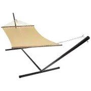 2-Person Polyester Rope Hammock with Steel Stand - Tan by Sunnydaze