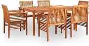 7 Piece Outdoor Dining Set with Cushions Solid Wood Acacia Patio Bar Sets