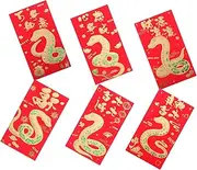 FOYTOKI 6pcs Red Envelopes 2025 Chinese New Year Lucky Money Packets Snake Year Hongbao Red Packet for Chinese