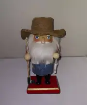 Happy Holidays Small Nutcracker 6" Fisherman Fishing Christmas Decor New