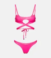 [The Attico] The Attico Square wrap bikini AU 10 pink