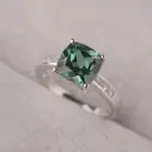 Certified Natural Green Emerald 14 K White Gold Handmade Ring Gift For Her