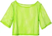 [Generic] Women's Mesh Top Fishnet T-Shirt Sheer Loose Short Sleeve See Through Crop Tops
