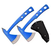 Perfect Point 241mm Blue Throwing Axes 2 Pack W Nylon Sheath #k-pp-107bl-2