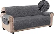 Smarcute Thick Velvet Sofa Cover Soft Couch Cover for 3 Cushion Sofa Slipcover Washable Furniture Protector for Dogs with Non-Slip Elastic Straps（3 Seater,Grey