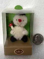 Vintage 2" ARA Wool Chenille Pocket Pet - SNOWMAN - Jeretzian Austria - MIB