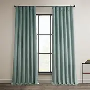HPD Half Price Drapes Faux Linen Textured Room Darkening Curtains for Bedroom 96 Inches Long (1 Panel), 50W X 96L Curtains for Living Room Home Decor, Sea Thistle