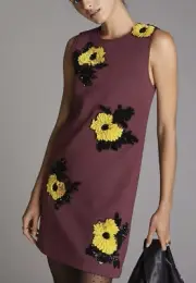 DHRUV KAPOOR Anthropologie Sequined Textured Shift Mini Dress Sz M NWT