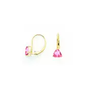 14k Yellow Gold 6mm Pink Tourmaline leverback earring