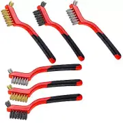 Wire Brush Set,6pcs Nylon/Brass/Stainless Steel Mini Metal Wire Scratch Brush...