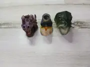 Set Of 3 Dragon Head Cigarette Sniffers: 1 Purple/1 Green
