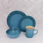 Le Creuset Stoneware 16 Piece Dinnerware Set for 4, Caribbean - New