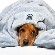 Elite Paws™ UK: Luxuriously Plush Dog Blanket - XL 130x100cm, Super Soft/Plush Fleece, Protects Sofas & Beds, Stylish, Durable & Washable, From Puppy to Adult Pet, Perfect for Home & Travel (Grey)
