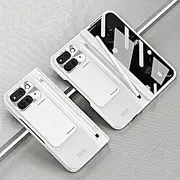 [Jarttarn] Compatible with Google Pixel 9 Pro Fold Full Protection Hinge Case with Touch Pen Folding Cover Tempered Glass Film Plating Stand for Pixel 9 Pro Fold (White)