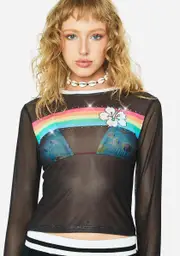[dELiA*s by Dolls Kill] Good Vibes N' High Tides Mesh Top